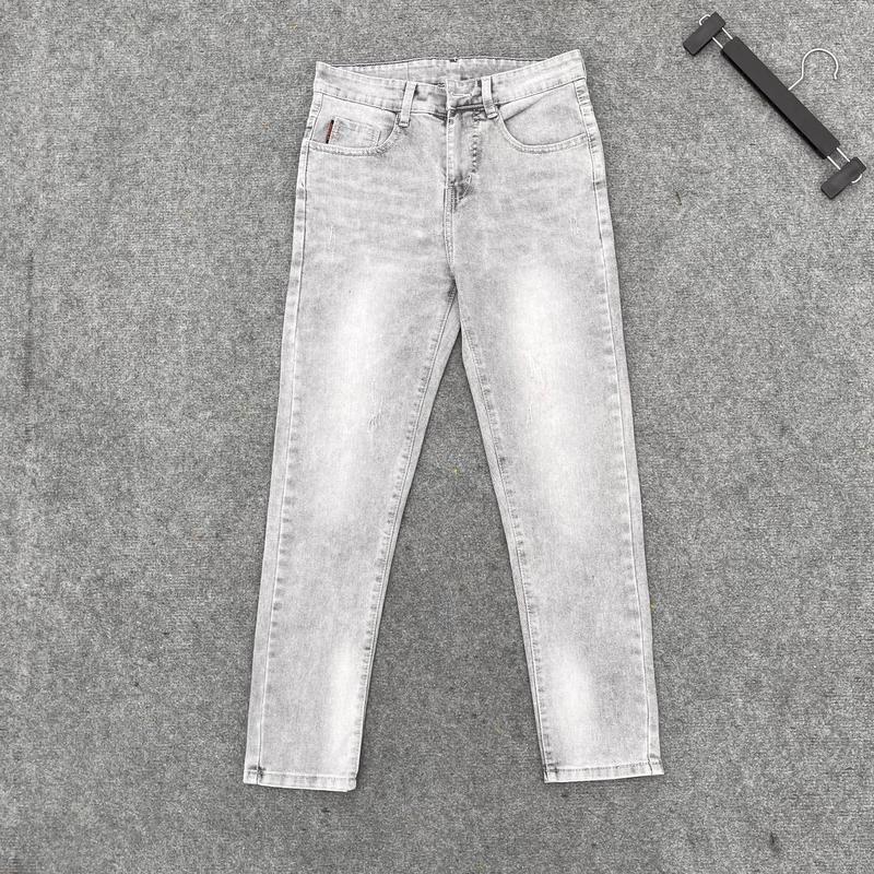Quần Jean Nam Màu Xám Khói Cào Xước Nhẹ Basic Thun Co Dãn Bốn Chiều Menswear Pants