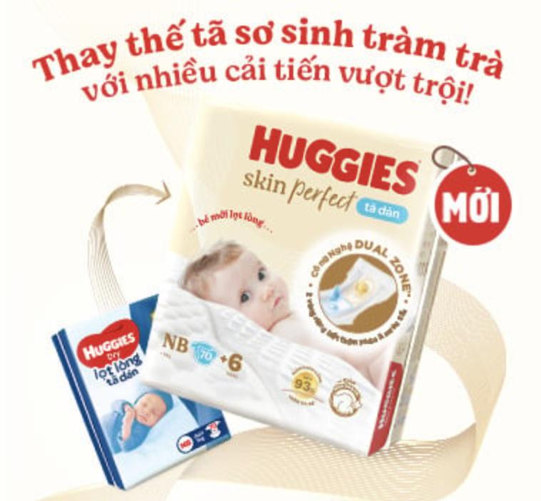  Bộ 2 bịch Tã dán Huggies cho bé sơ sinh NB70+6 S54+6 Trẻ sơ sinh 