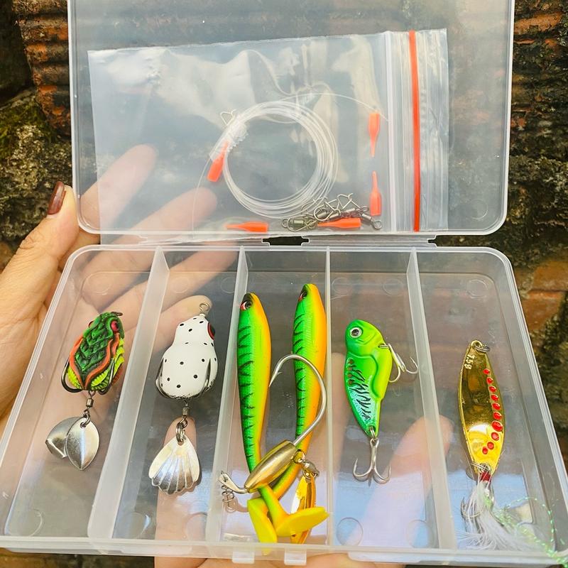 COMBO MỒI 5: Hộp mồi cơ bản đầy đủ cho cần thủ câu lure (tặng 5 khóa số 8, 5 khóa lure, 1m leader Daiwa) Câu Cá Bắt Cá Đi Câu Fishing
