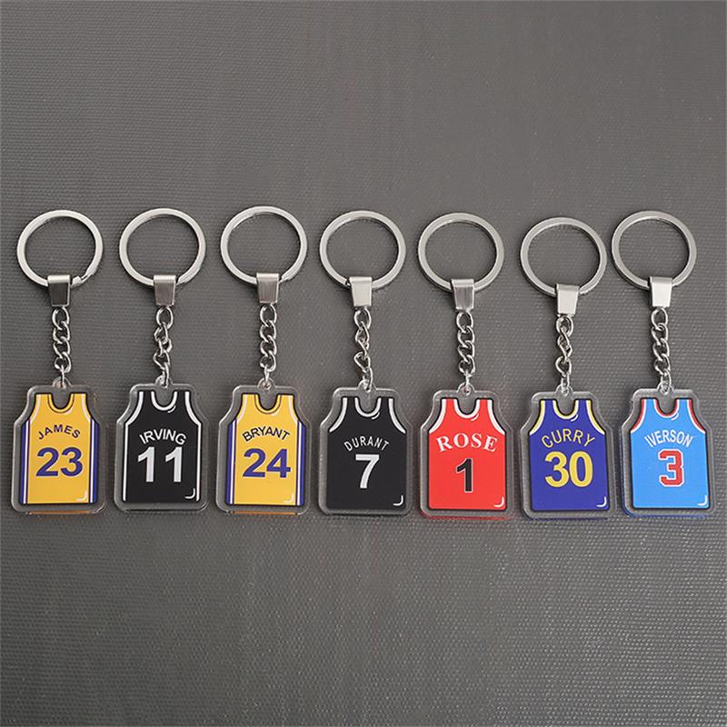 Printed On Both Sides Jersey Shape Keychain Charms Sports Key Rings Basketball Fan Trinket Souvenir Accessories Gifts 5