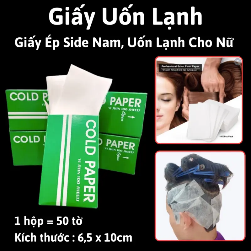 GIấy Uốn Lạnh , Uốn Lạnh Tóc Nam Nữ , Ép Side Tóc Nam - 1 Hộp 50 tờ