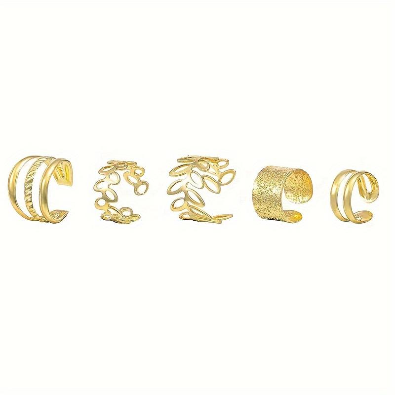 Simple And Stylish Set Of 5 Women's Ear Clips, C-shaped Non-piercing Ear Cuffs For Middle Eastern Market, Wholesale anxiety  rings anxiety  rings anxiety  rings bond  bracelets bond  bracelets ring  avulsion jewelry  men drop  earrings e  rings e  rings 2