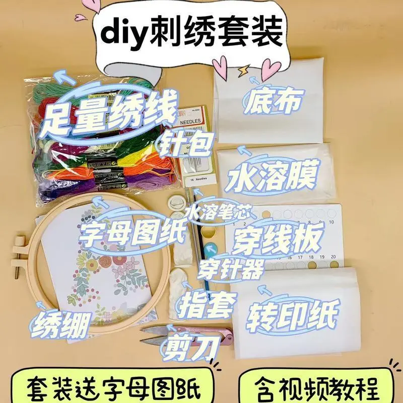 เสื้อผ้าปัก, แพ็คเกจวัสดุ DIY, ปักครอสติส, แพ็คเกจสามเณรขึงด้าย, เหมาะสำหรับเป็นของขวัญสำหรับแฟนหรือแฟน, ปักด้วยตัวเอง, เทรนด์ในปี 2025