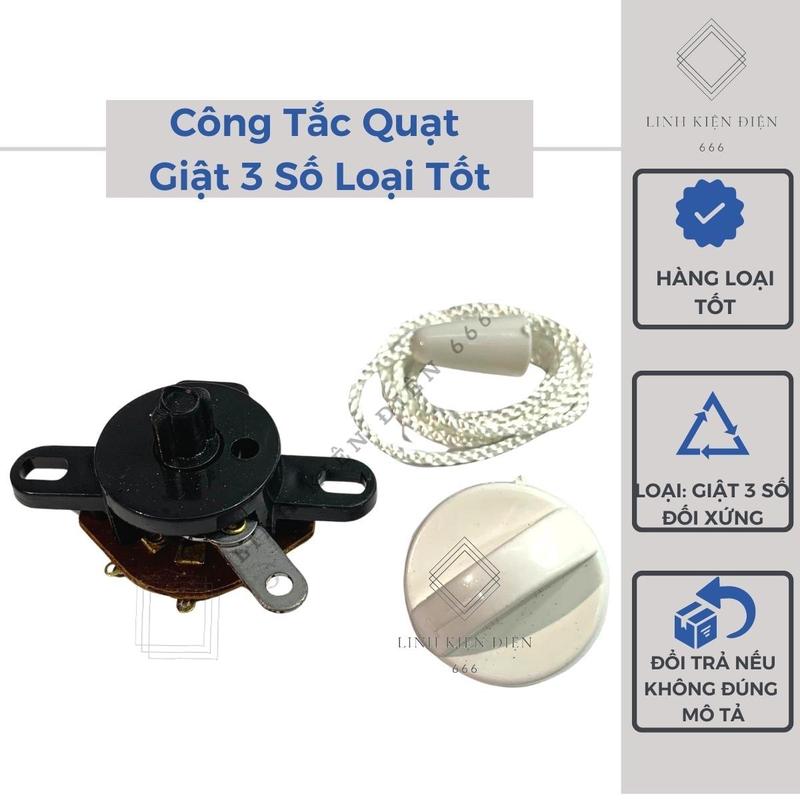 Công tắc quạt giật 3 số loại tốt đối xứng công tắc xoay cho quạt treo tường CTQG3S