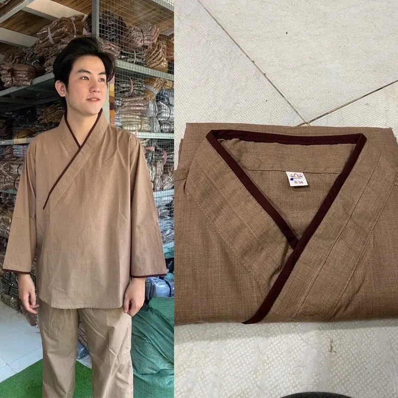 Đồ LAM ĐI CHÙA Trang Nghiêm mẫu Nhật Chéo lam Nữ Dress Áo Menswear Quần 4