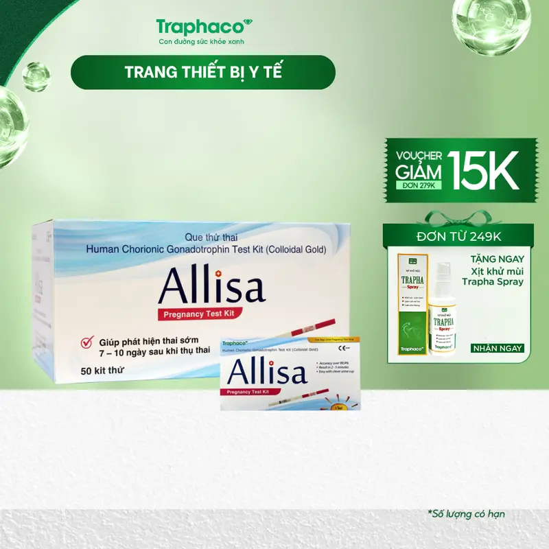 [Combo 5/10] TBYT Que thử thal HCG Allisa Traphaco 0