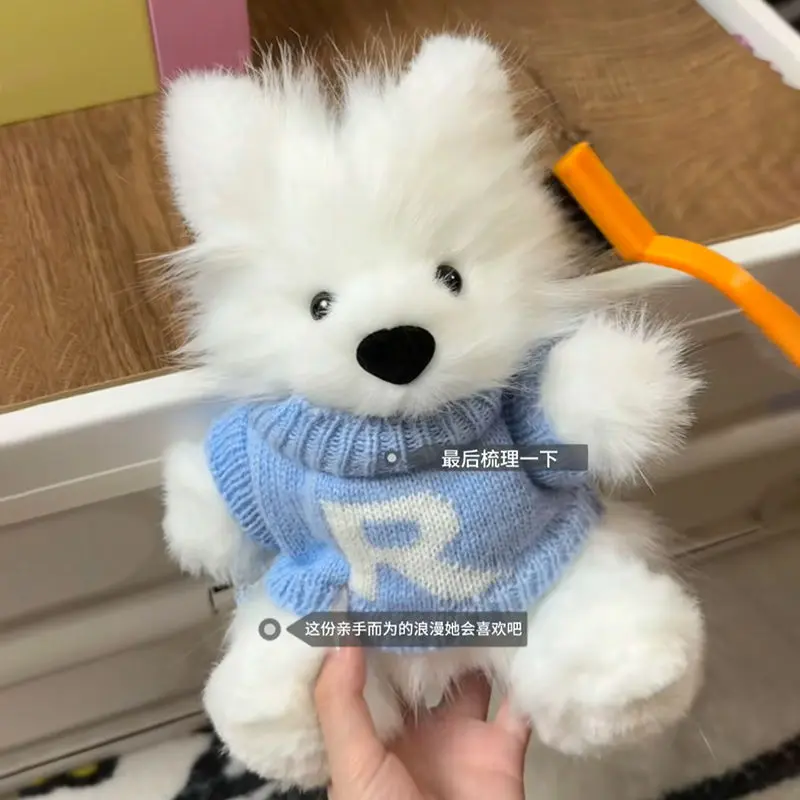 Búp Bê Nhồi Bông Chó Samoyed, Thủ Công Tự Làm, Vật Liệu Tự Làm, Túi Vật Liệu, Phong Cách Hoạt Hình, Búp Bê Cún chó Con Dễ Thương Thú Nhồi Bông Thú Bông Toy Đồ Chơi Phát Nhạc 4