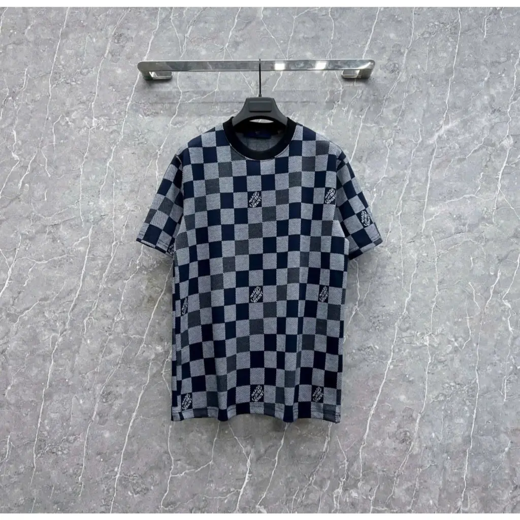 Áo thun phông nam AT2510 cổ tròn in 5D caro graphic chất cotton cá sấu