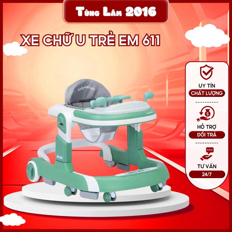 Xe tập đứng cho bé xe tập đi chữ U 611 cao cấp cho bé điều chỉnh độ nghiêng dễ dàng không cán Voi