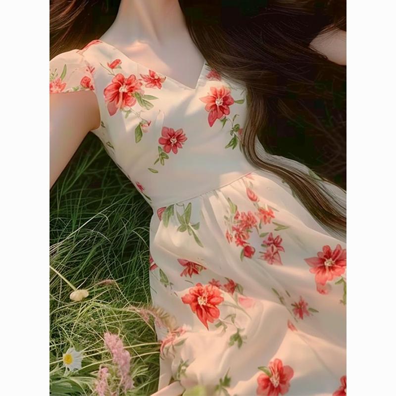 Váy Không Tay In Hoa, Thời Trang Âu Mỹ Mùa Hè, Dài, Phong Cách Mới, Cỡ Lớn, Váy Nữ Thường Ngày Có Túi, Thích Hợp Mặc Mùa Hè 8