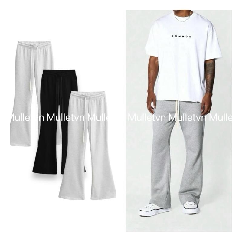 Quần Loe Nhẹ Nỉ 2 da Nam Nữ Chất nỉ 4 Mùa, quần thể thao ống rộng Hot Trend Menswear Pants