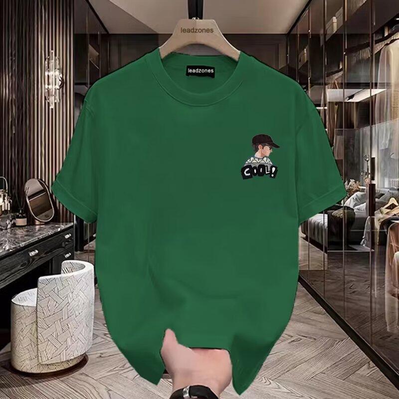 Product Introduction of Cotton 250gsm summer short sleeved T-shirt for men, casual, trendy, fashionable, printed T-shirt, round neck, sports, breathable 4
