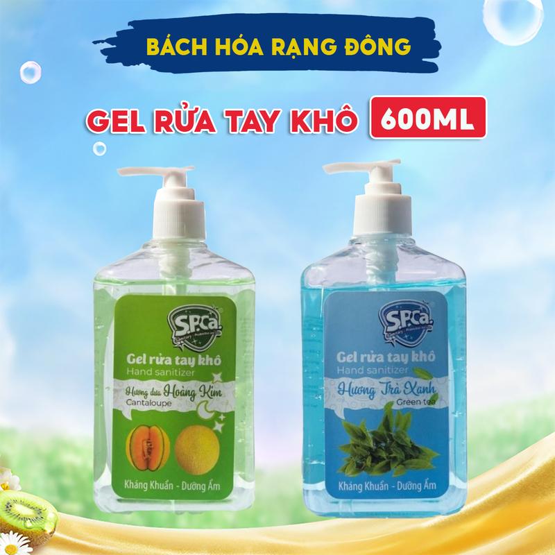 Gel Rửa Tay Khô Diệt Khuẩn SPCa 600ml Nước Rửa Tay Khô Dạng Gel Làm Sạch Nhanh Vượt Trội Dưỡng Ẩm Không Gây Khô Hại Da