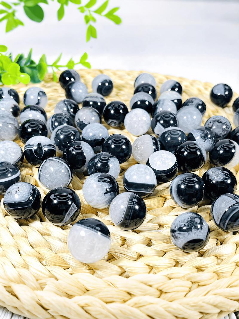 Product Introduction of Natural Black Onyx Agate Mini Sphere, High-quality Onyx Agate Geode, Casual Rock Crystal for DIY, Home Decor, Jewelry Making 8