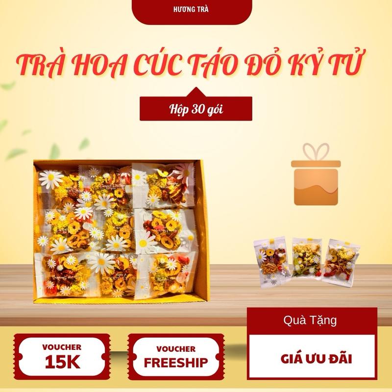  Trà Hoa Cúc Táo Đỏ Kỷ Tử Hộp 30 Gói - Ngủ Ngon  tặng thêm 5 gói trà khác vị  Tea 