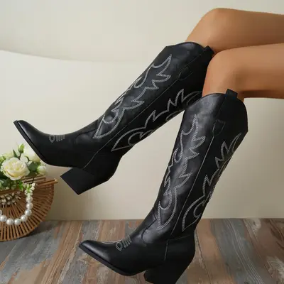 Girls black cowboy boots best sale