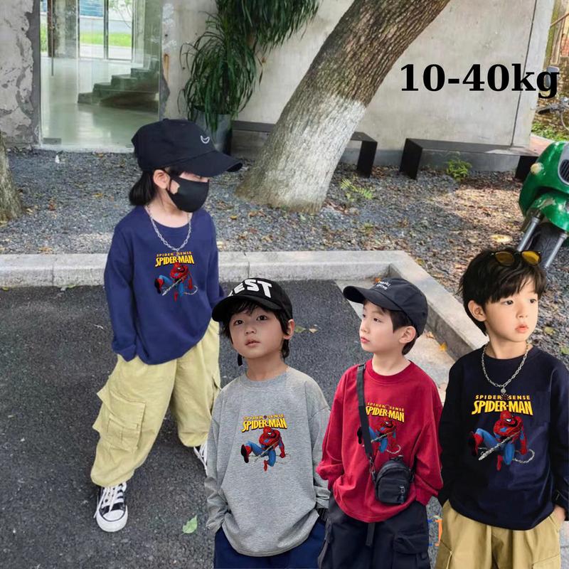 Áo Thun Cho Bé Tay Dài Thu Đông 10-40kg- Chất Cotton mềm đẹp, áo thun bé trai siêu nhân