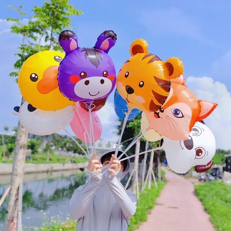 TSA (COD) Balon Foil Bulat Kepala Hewan 18Inch Balon Foil Jumbo Balon Pesta Ulang Tahun 18 Inch Balon Dekorasi Satuan Balloon Theme Birthday Cartoon Animal Head Foil Balloon Cartoon Plastic Multicoloured 1