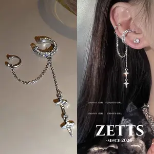 [Zetts] Anting Tanpa Lubang Telinga Wanita Desain Satuan Berumbai Unik Gaya Elegan Tampilan Menawan Cocok Untuk Sehari-hari B131