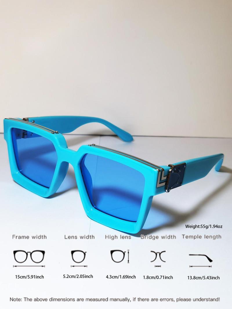 Product Introduction of 1 Pair Simple Rivet Sunglasses For Everyday Use, Summer Square Frame Fashion Sunglasses, Travel Accessories 7