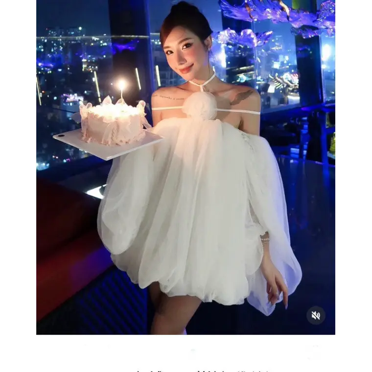 Đầm Trắng Trễ Vai Dáng Rộng Đính Hoa VEROMODA Đầm Bánh BèChất Vải Tơ Màu Trắng Cao Cấp Đẹp Quyến Rũ ,Sang Trọng 11 Nữ Women Dress Voan Nhung Voi Kim Tuyến 3