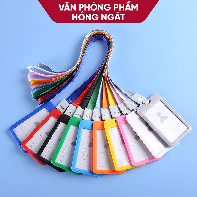 Dây đeo thẻ học sinh sinh viên nhân viên văn phòng thẻ đeo bảng tên ngang dọc 2 mặt trong suốt nhiều màu QT54