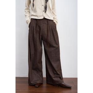 Natural Texture Wide-Leg Denim Pants