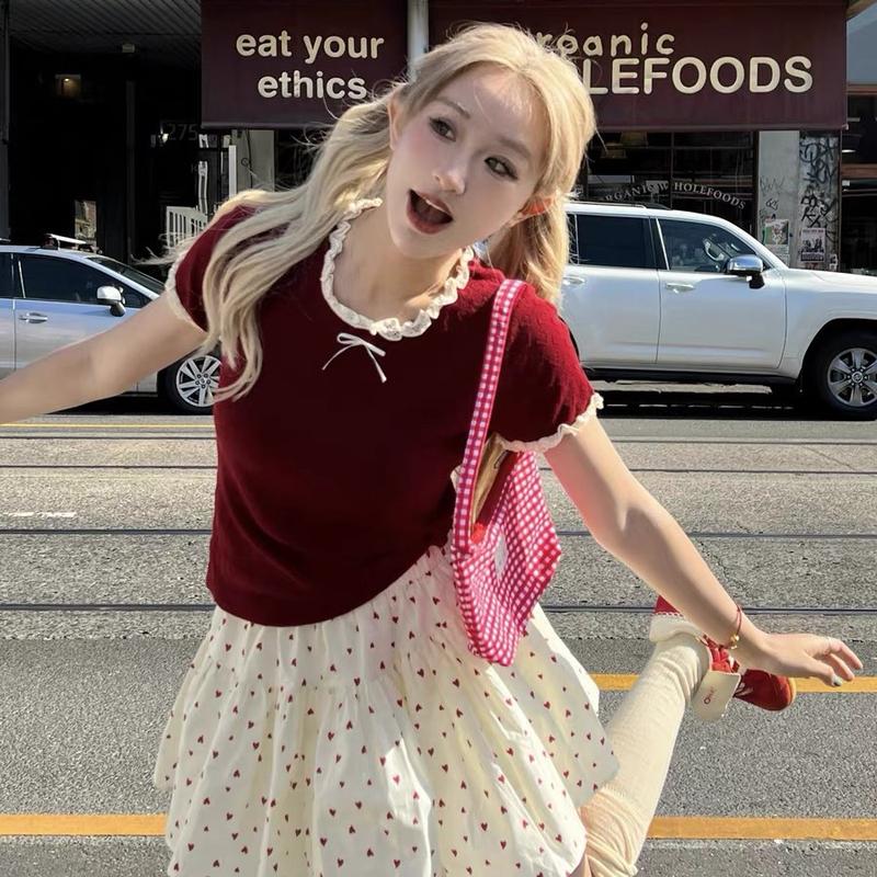 Áo len dệt kim viền ren đính nơ hàng QC loại 1 mềm mịn SUMIISHOP mã QC95 Nữ Women