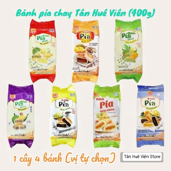 Pía chay Tân Huê Viên 400g cây 4 bánh chay đậu xanh sầu riêng chay môn chay dứa chay đậu đỏ chay mè đen chay khóm chay thập cẩm vị tuỳ chọn
