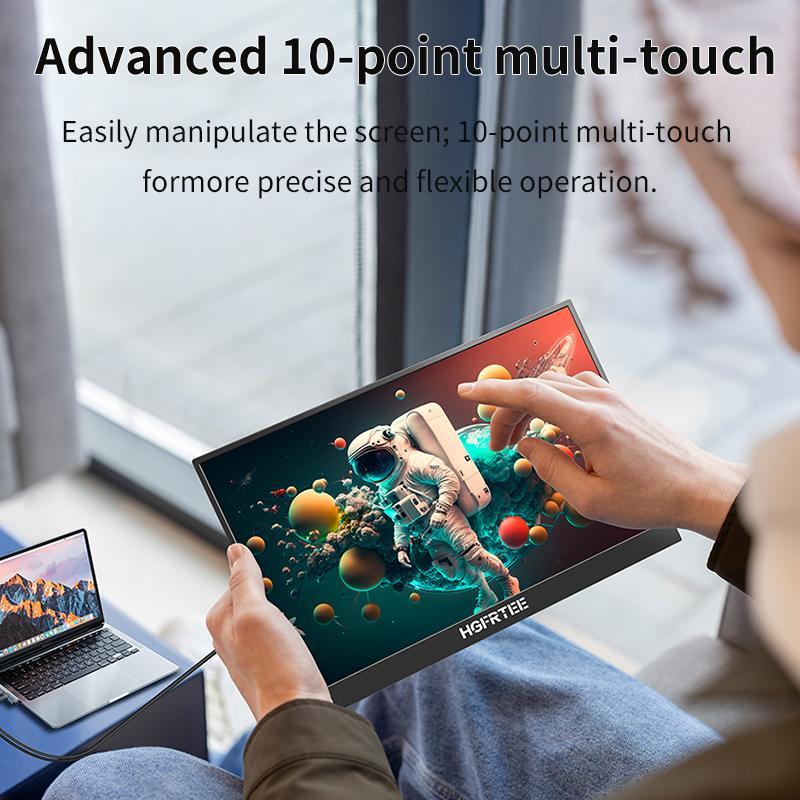 HGFRTEE 15.6 Inch Portable Monitor, 1080P FHD Laptop Monitor, USB C HDMI Computer Display, HDR Eye Care External Screen with for MAC Phone Xbox Switch PS5 6