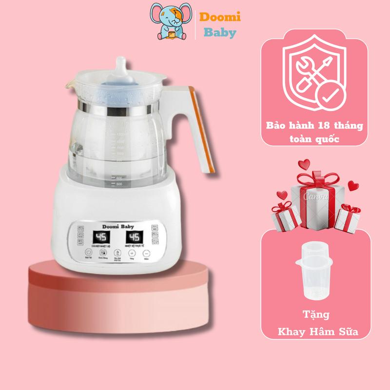 [Tặng Khay Hâm] Bình Đun Nước Pha Sữa Dung Tích 1300ml Bảo Hành Chính Hãng 18 Tháng Doomi Baby - DO005