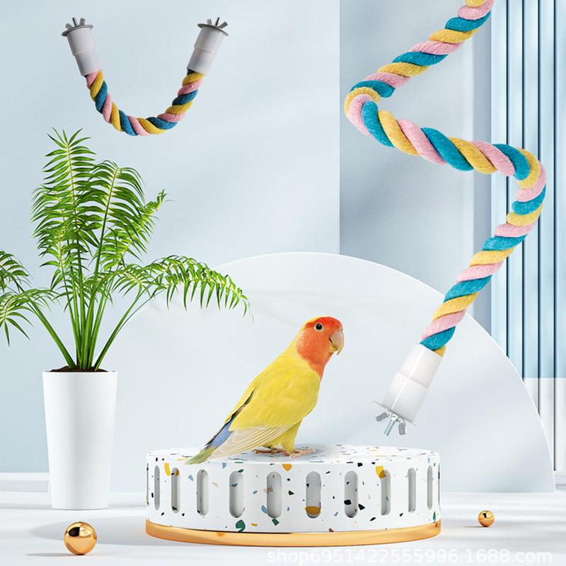 Product Introduction of Parrot Bird Standing Toys Cotton Rope Colorful Toy Chew Perches for Bird Cage Standing Woven Rope Bird Accessories Parrot Toys #464691 40