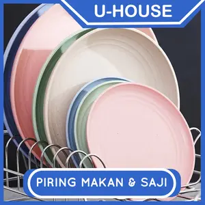 UHOUSE Piring Makan & Saji Wheat Straw | Ukuran 14–27 cm | Ringan, Aman, & Ramah Lingkungan