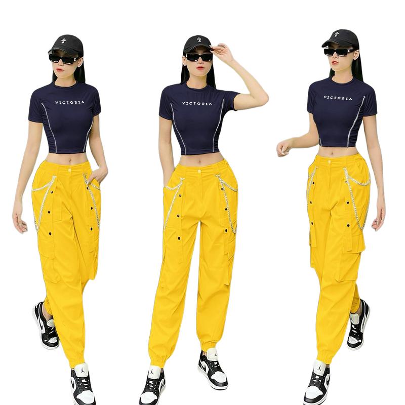 Product Introduction of Quần jogger thể thao nữ túi hộp dây xích cách điệu chất kaki tập zumba, aerobic, gym, dân vũ Sport Tập Thể Dục Thể Dục Tập Gym 35