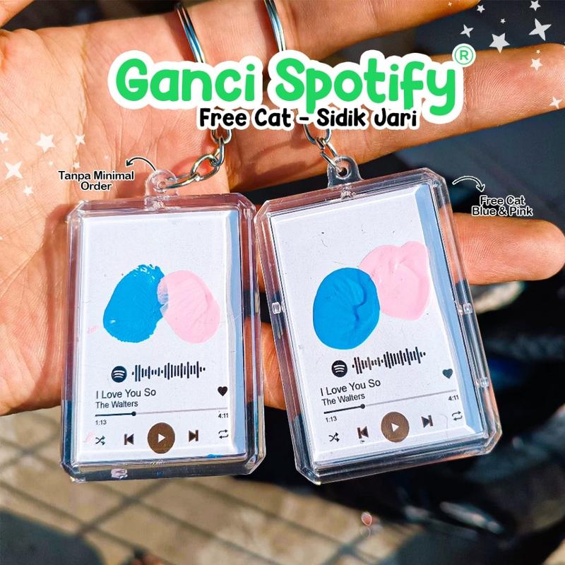 NEW - Ganci Spotify Polos Free Cat / Gantungan Kunci Sidik Jari / Keychain Couple Lucu (DAPAT 2PCS) Akrilik 2