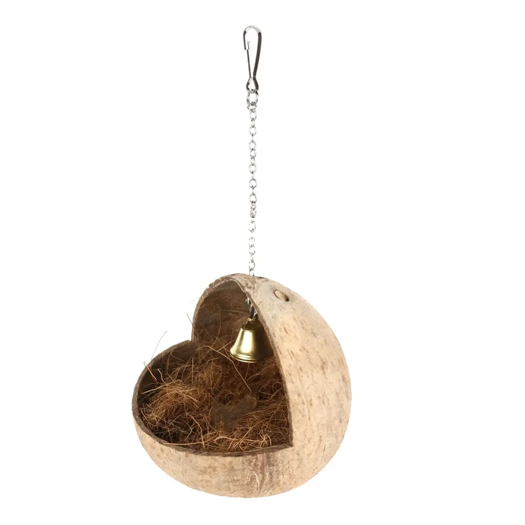 Parrot Natural Coconut-Shell Bird Nest Hides House Small Bird Supplies for Hamsters Guinea-pigs Birds Houses Habitats