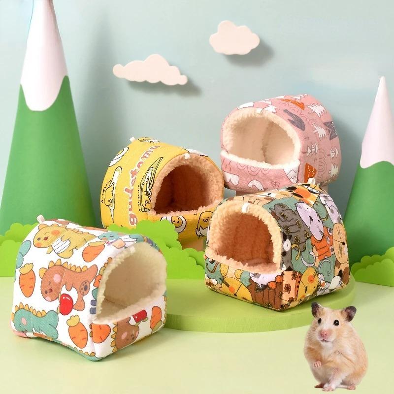Nhà Hamster Thoải Mái, Giường Ngủ Động Vật Nhỏ, Tổ Chuột Lang Mềm Mại, Thảm Ấm Áp, Lồng Mini Cho Thỏ Và Sóc