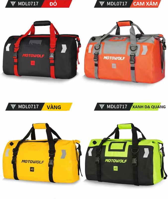 Túi Trống Chống Nước Du Lịch Phản Quang Thể Thao MOTOWOLF MDL0717 Size 40L 60L .