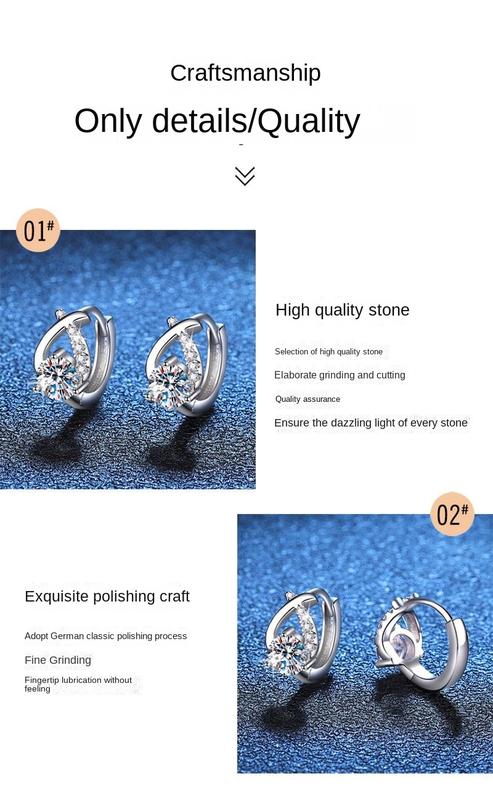 Product Introduction of S925 Sterling Silver Earrings Moissanite Stud Earrings Cross Water Drop Earrings Light Luxury Korean Style 1 Karat Moissanite Stud Earrings for Women 8