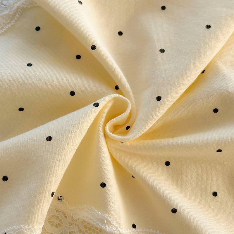 Đồ Lót Ren Gợi Cảm Phong Cách Cổ Điển Pháp, Quần Lót Nữ Mới, Chất Liệu Cotton Và Chống Khuẩn, Cạp Thấp, Thiết Kế Chấm Bi Kem, Bộ Sưu Tập 2062, Bao Gồm Đồ Lót 8