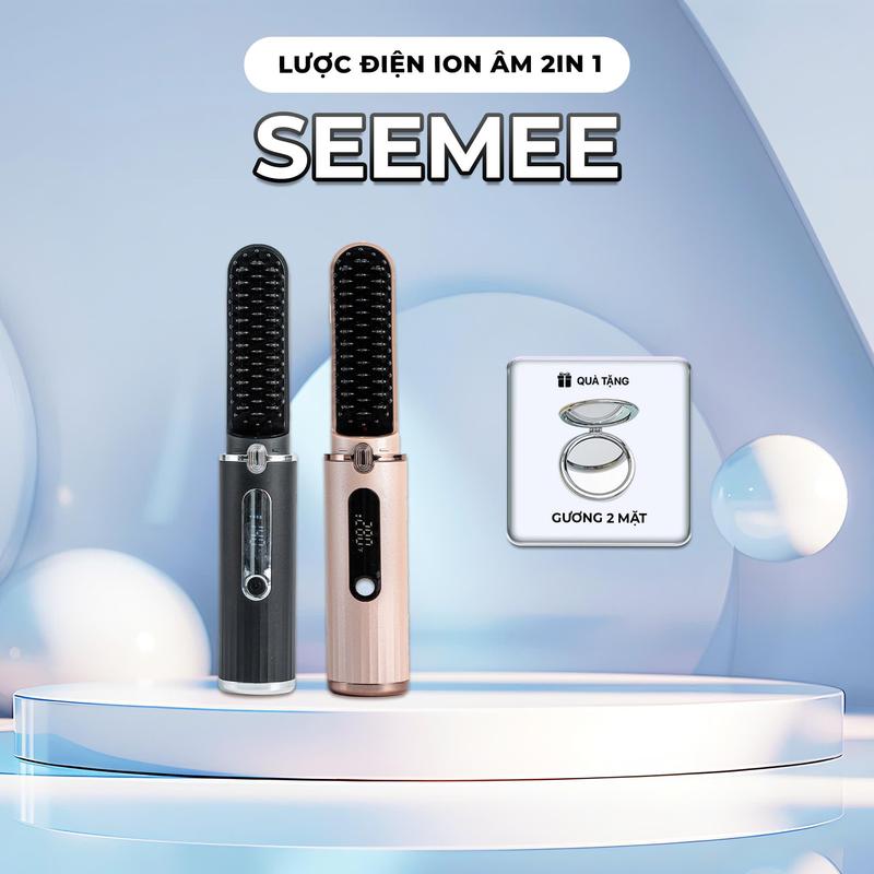 VOUCHER Lược điện ion âm SeeMee 3in1 25W + 2 Màu + Bảo hành 12 tháng - Tặng gương gấp gọn #LDSM