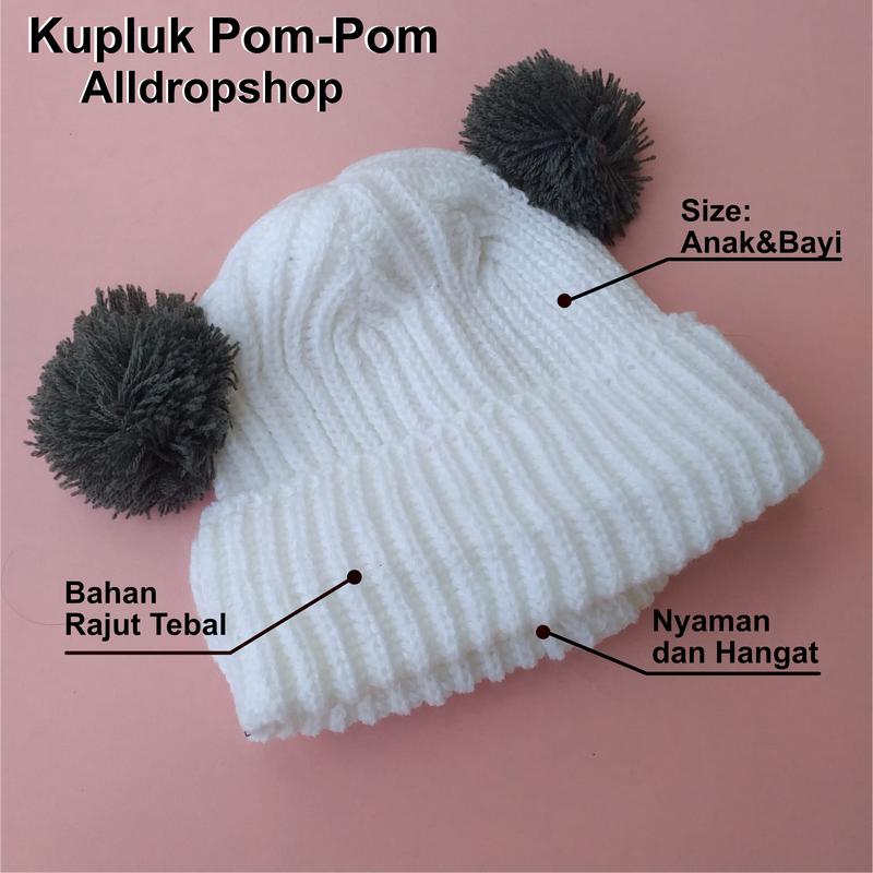 Kupluk pompom bayi /pompom premium / kupluk pompom baby new bron 7