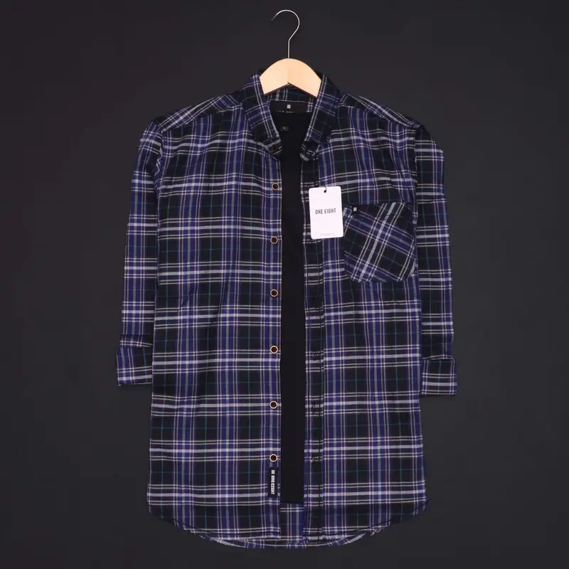 Kemeja Flanel Pria ONEEIGHT BLACK & NAVY 0