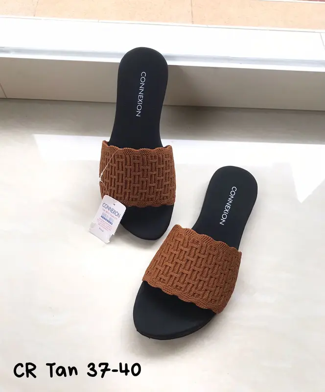 SANDAL CR WANITA/SANDAL TERBARU/SANDAL SLOP/SANDAL RAJUT/SANDAL CR SLOP RAJUT SANDAL SLOP WANITA Tanpa Hak Merah 5