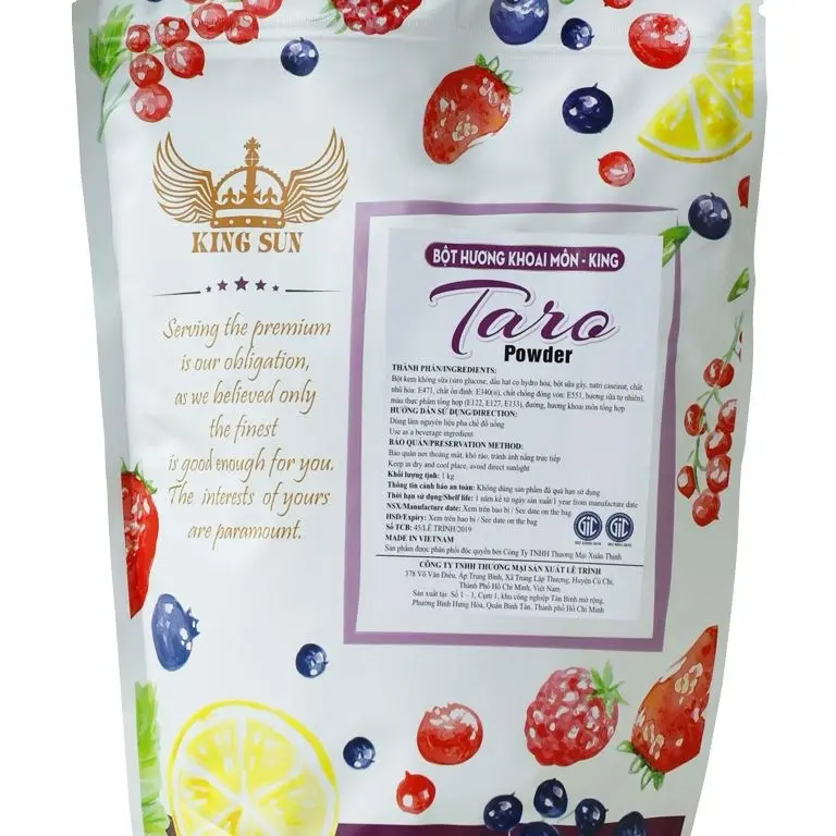 ￼Bột King Khoai môn - Bột King Socola pha trà sữa Khoai môn và trà sữa socola  gói 1kg