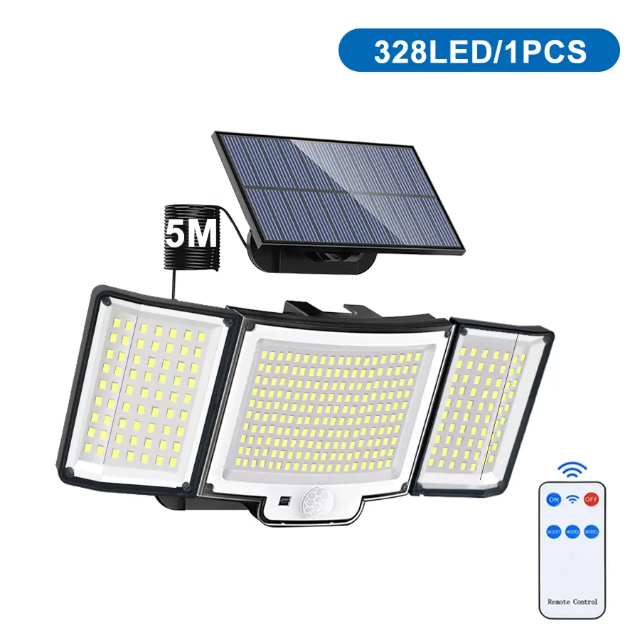 280 LED Solar Lamp Outdoor Motion Sensor Solar Flood Lights with Remote Control IP65 Waterproof Security Lights for Outs