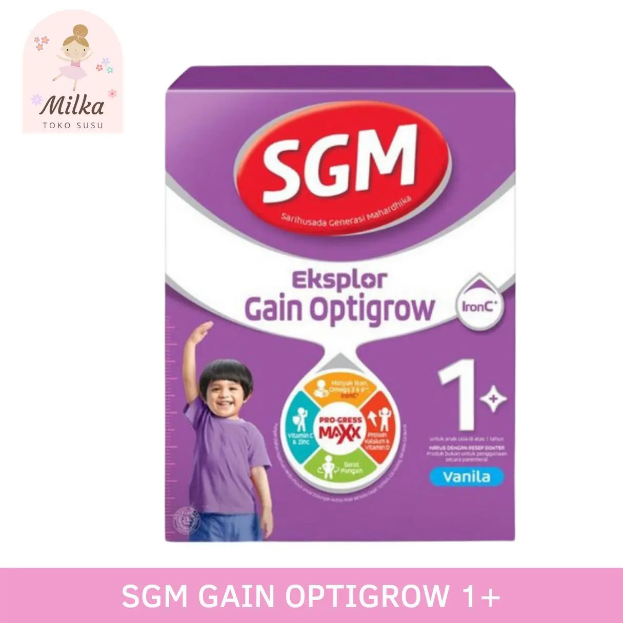 SGM Eksplor Gain Optigrow 1+ Vanilla 400GR Susu Formula Anak 1-5 Tahun susu  formulababy
