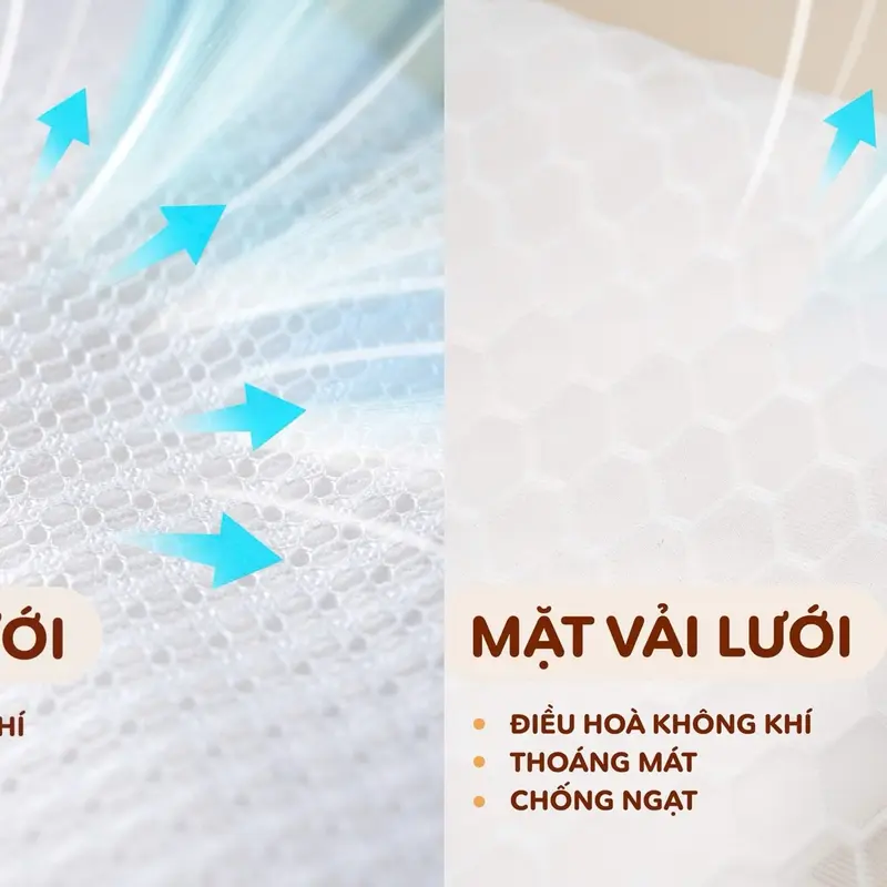 Gối Chữ U  Roayl - Gối Cao Cấp Chất Vải Muslin Mặt Dưới Lớp Lưới Thông Thoáng Mềm Mại Thiết Kế Dây  Điều Chỉnh An Toàn Chống Giật Mình Cho Bé 7