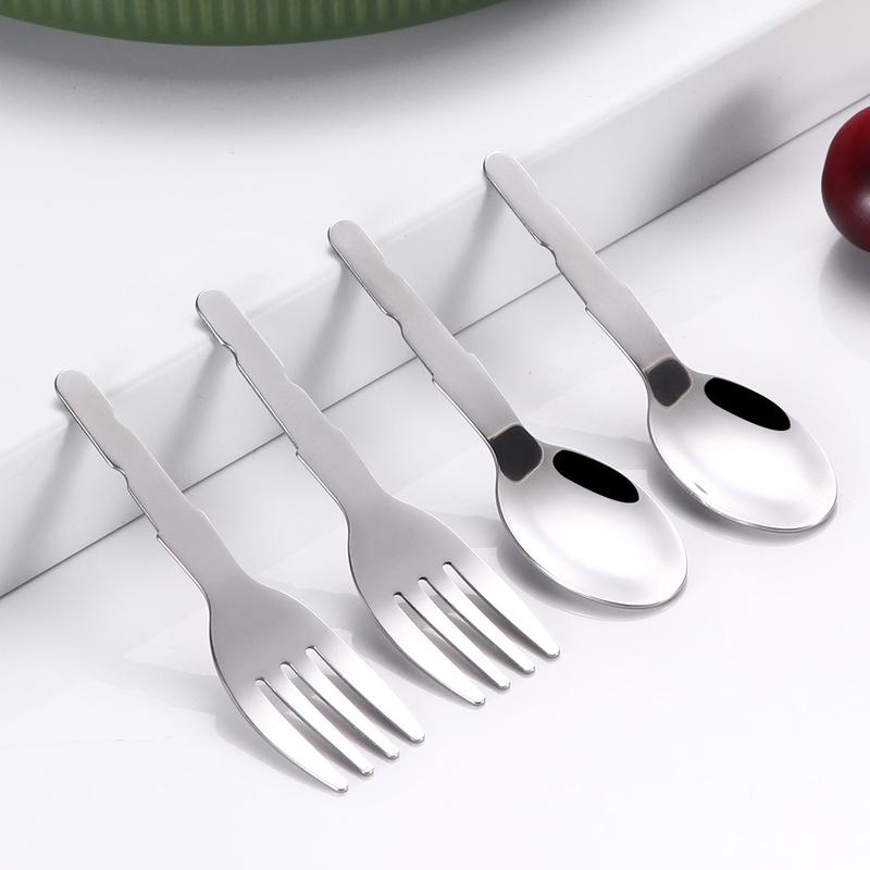 Factory Customized Child's Spoon and Fork Stainless Steel Hardware Insert Plastic Handle Semi-Finished Bright Tableware Accessories Customized 2