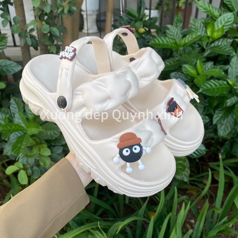 QX011 Dép nữ đế 5cm gắn stiker xinh xắn, sandan nữ siêu mềm, chống trơn trượt GiàY Hoa DéP Shoes